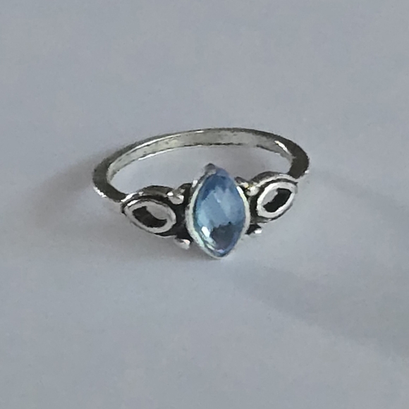 BLUE TOURMALINE NEW  SIZE 6 TITANIUM FOREVER WEAR SILVER RING - Picture 4 of 4